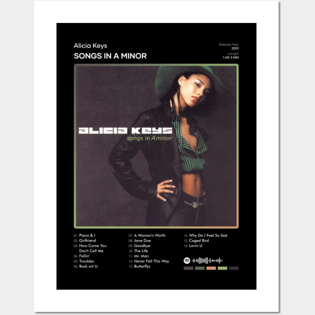 Alicia Keys - Songs In A Minor Tracklist Album Wall Art by 80sRetro